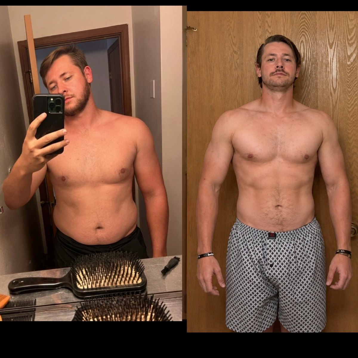 Client before and after, fat loss and visible muscle gain, 2 of 7