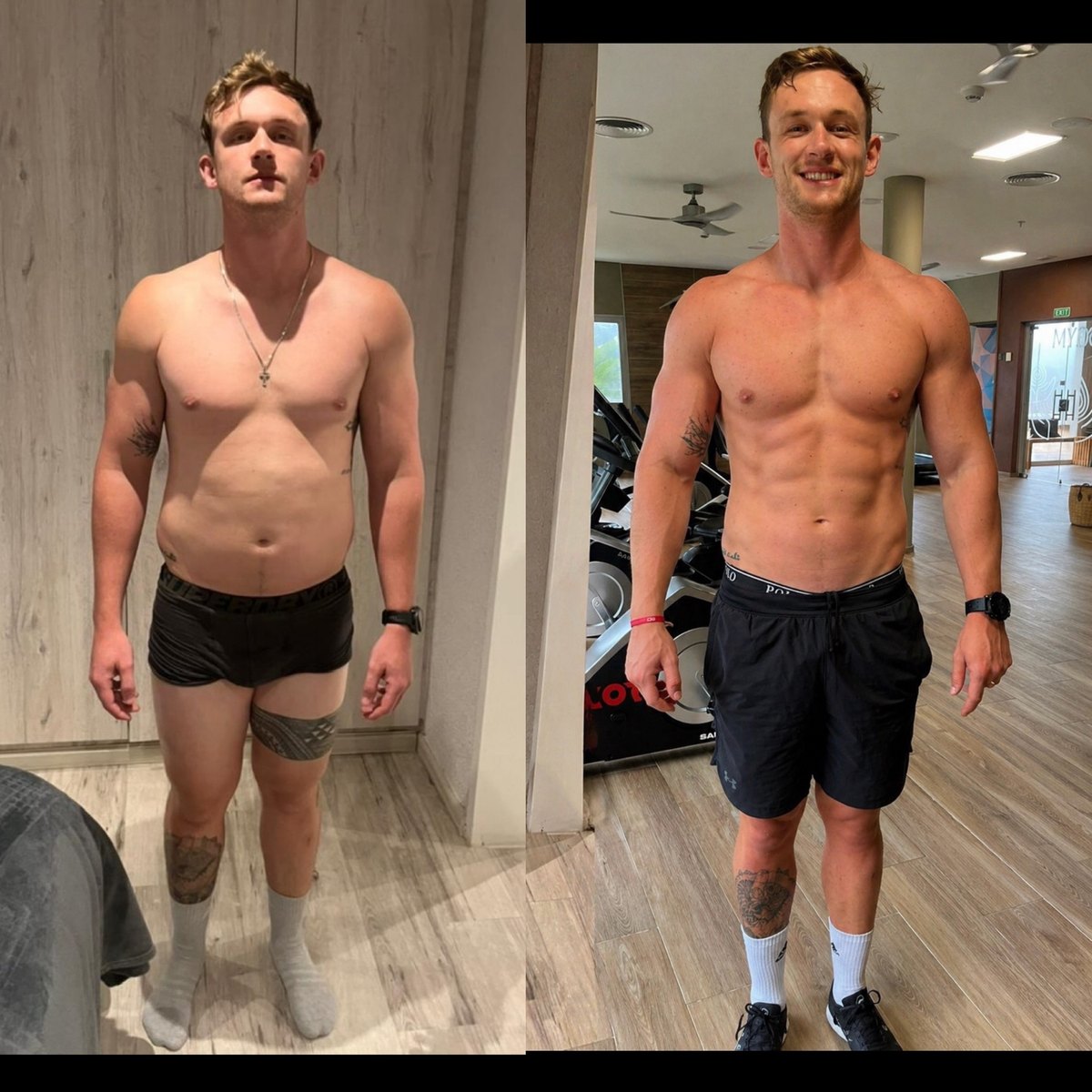 Client before and after, leaner and stronger after coaching, 4 of 7