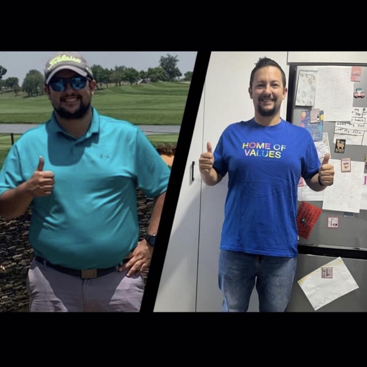 Client before and after, shown clothed, noticeably leaner, 7 of 7